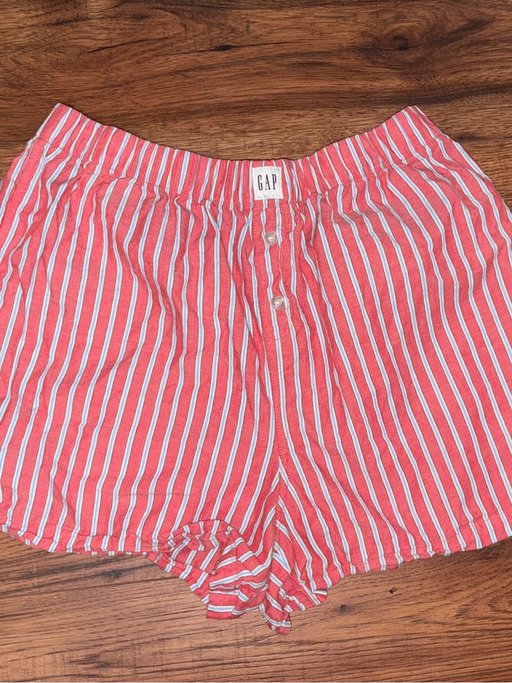 GAP Coral and White Striped Athletic Shorts